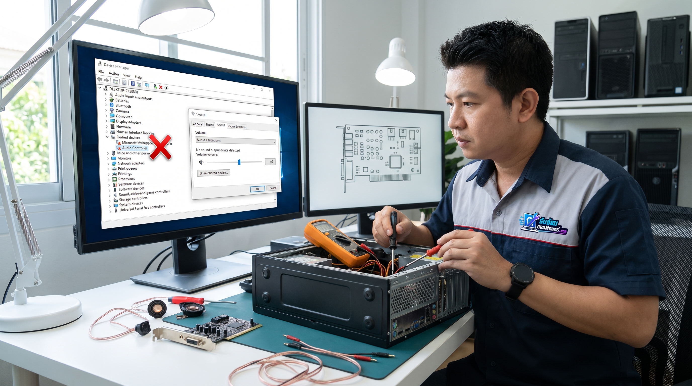 บริการรับซ่อมคอมพิวเตอร์เสียงไม่ออก ตรวจเช็กไดรเวอร์และระบบเสียงซาวด์การ์ด