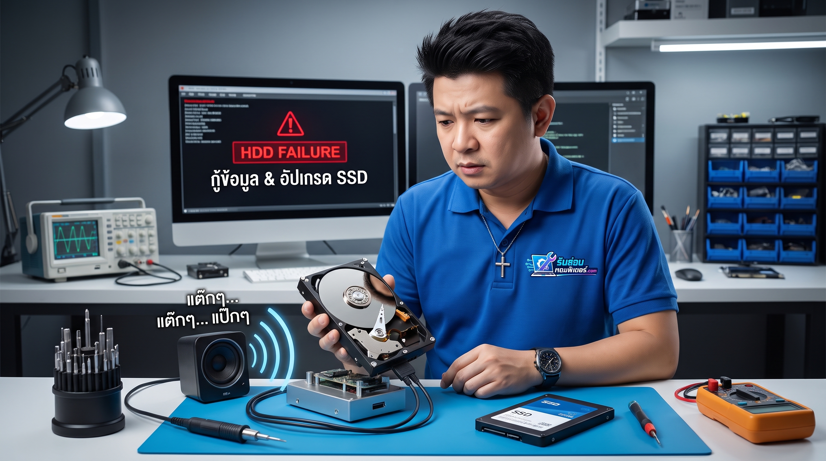 การตรวจเช็กปัญหาฮาร์ดดิสก์มีเสียงดังและบริการอัปเกรดเป็นไดรฟ์ SSD
